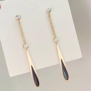Black Drop Tassel Long Earrings